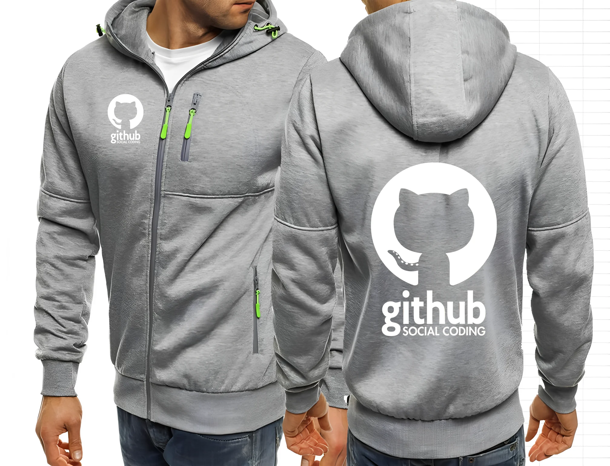 Фото Github Social Coding мужские куртки толстовки пальто Git Hub Programmer мужские толстовки на молнии куртка толстовка с капюшоном уличная одежда S-4XL №5