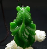 natural green jade pendant necklace fish jasper china hand carving jewelry fashion amulet men women gifts
