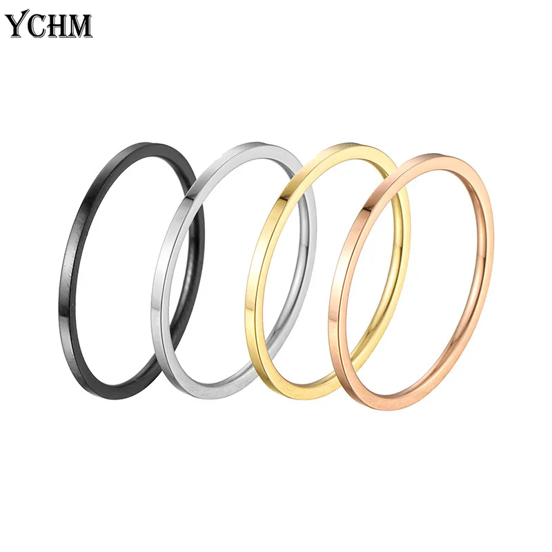 

Stainless Steel Plain Ring Set Thin Line Gold Plated All-match 1mm Finger Ring for Women Silver Color Ring Sets Fashion Jewelry