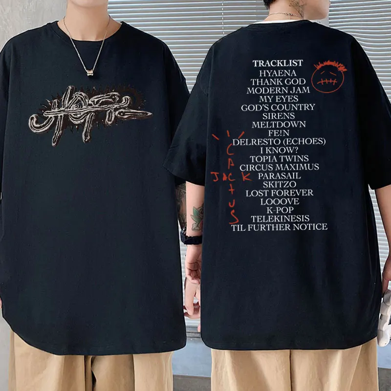

Rapper Cactus Jack Tshirt UTOPIA Album Print T-shirt Men Hip Hop High Quality Tshirt Men's Fashion Oversized T Shirt Streetwear