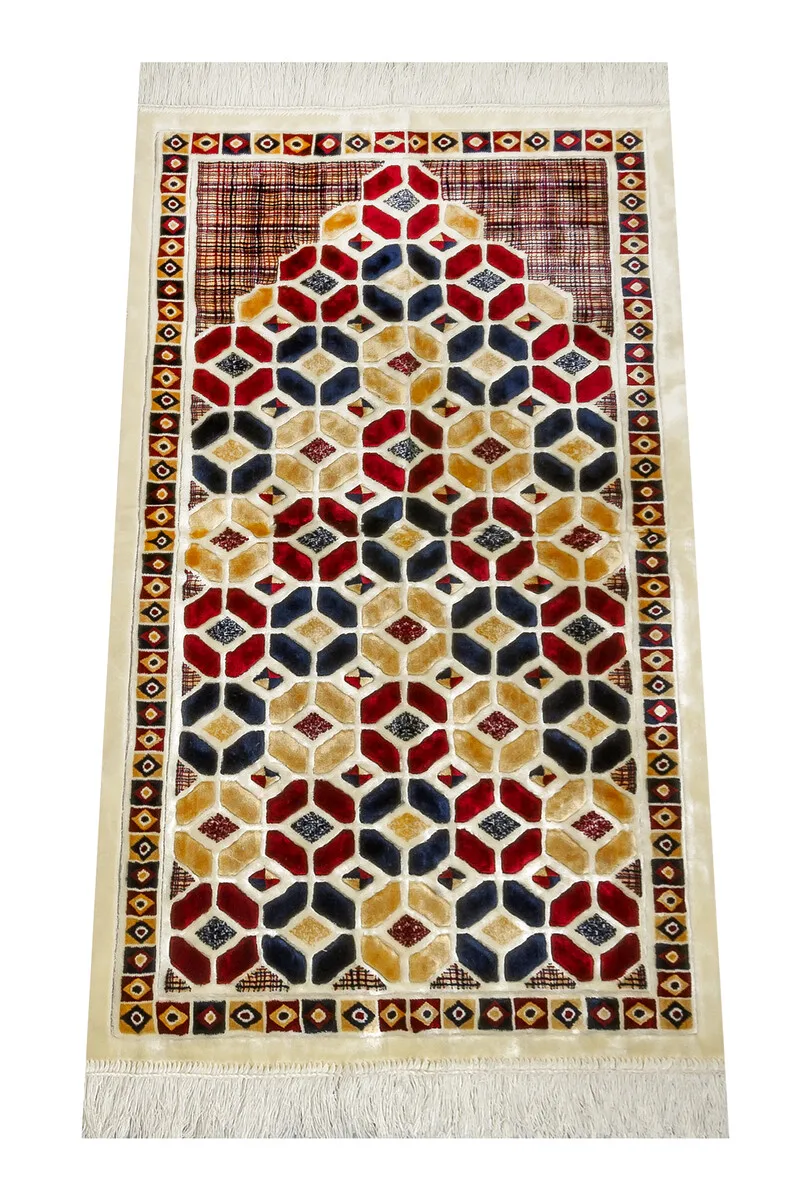 IQRAH Carpet Type Thick Special Lux Velvet Prayer Caravanserai-Red