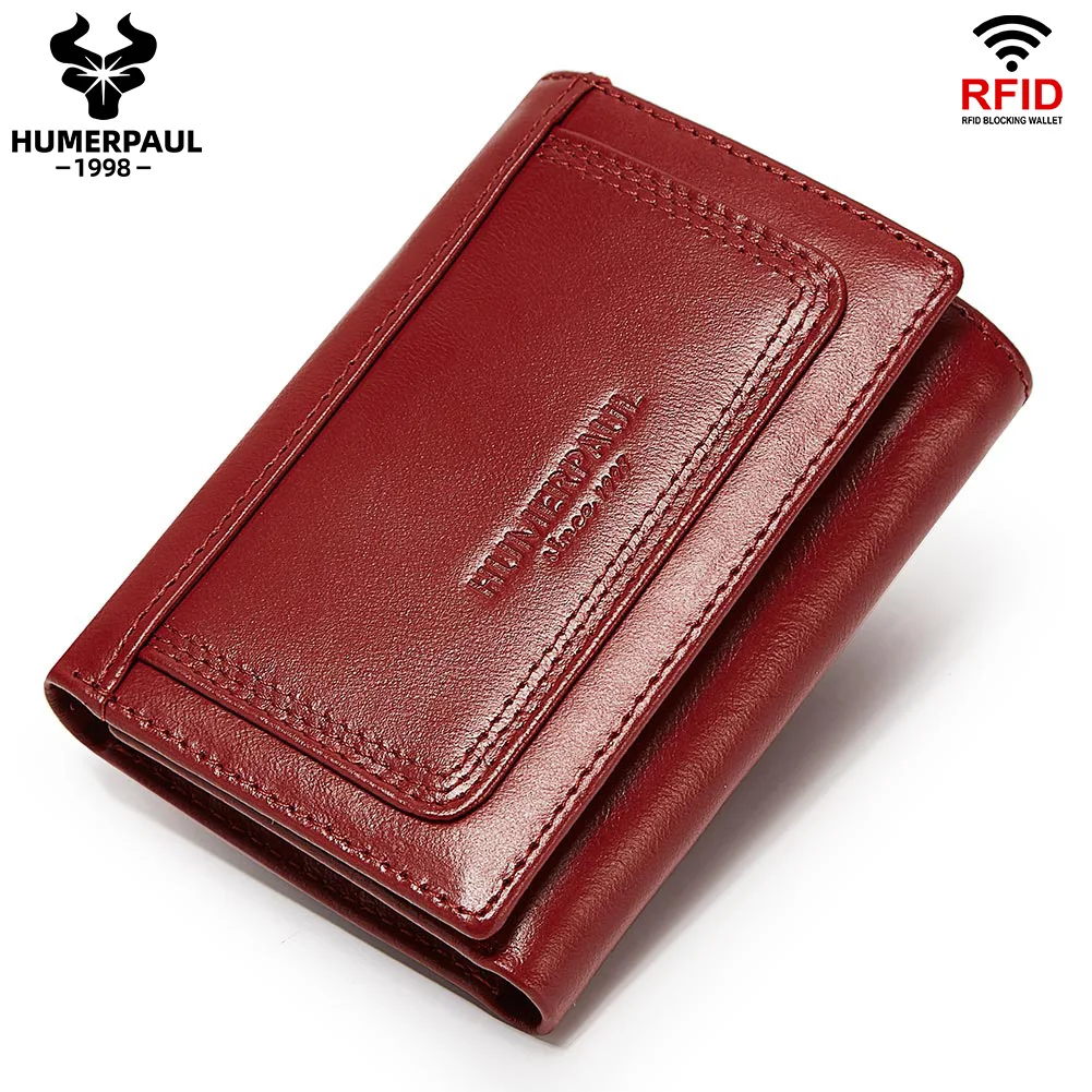 HUMERPAUL женский кошелек из натуральной кожи RFID тройной держатель для кредитных