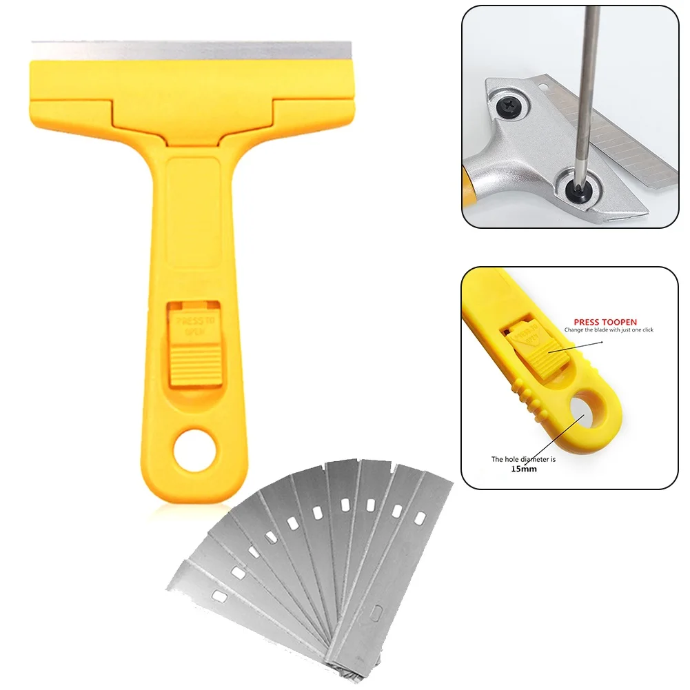 

Portable Cleaning Shovel Cutter For Glass Floor Tiles Scraper With 10pcs Blades Paint Labels Stove Scraper Cleaning Hand Tools