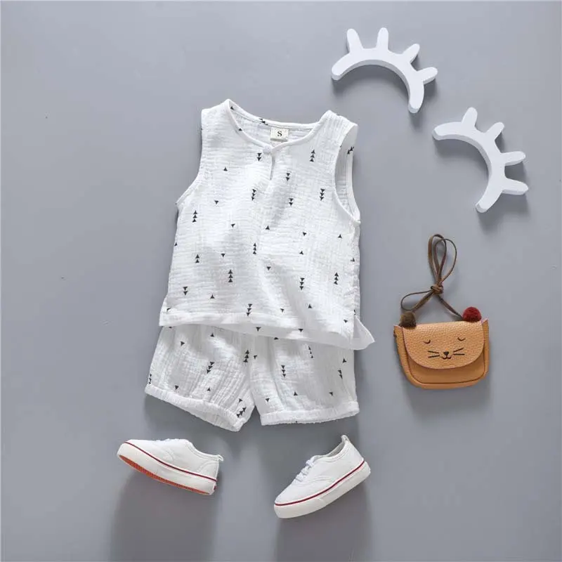 Cotton Toddler Kids Clothing Sets Summer Children Short Sleeve/sleeveless Vest Clothes Kid Boy Girl Set Beach Tracksuit Boys Set