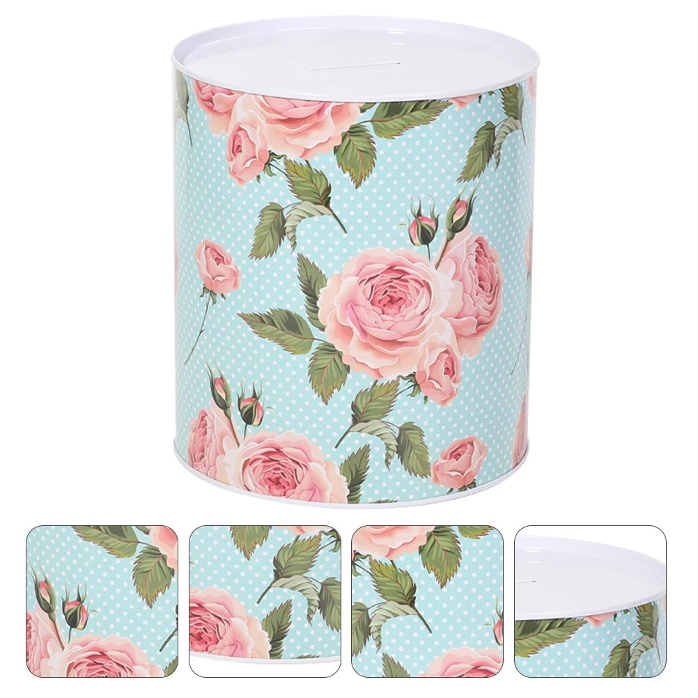 

1Pc Adorable Floral Tinplate Money Box Kids Saving Piggy Banks (Assorted Style)