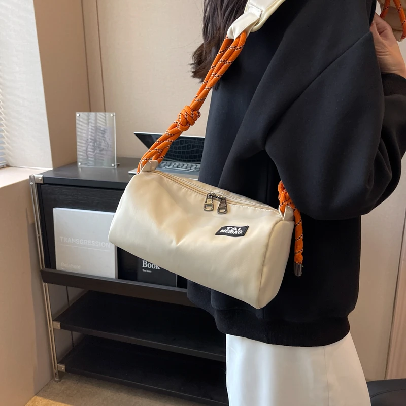Fashion Women Shoulder Bags Casual Canvas Crossbody Bag Brand Designer Youth Messenger Bag Simple Solid Color Nylon Handbags Sac