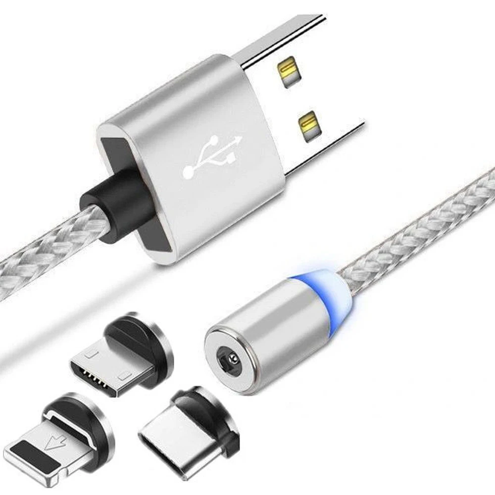 

White 1in3 Charge Cable Magnet Line Mobile Phone Three-in-One Charging for Huawei Xiaomi Android Apple Cable