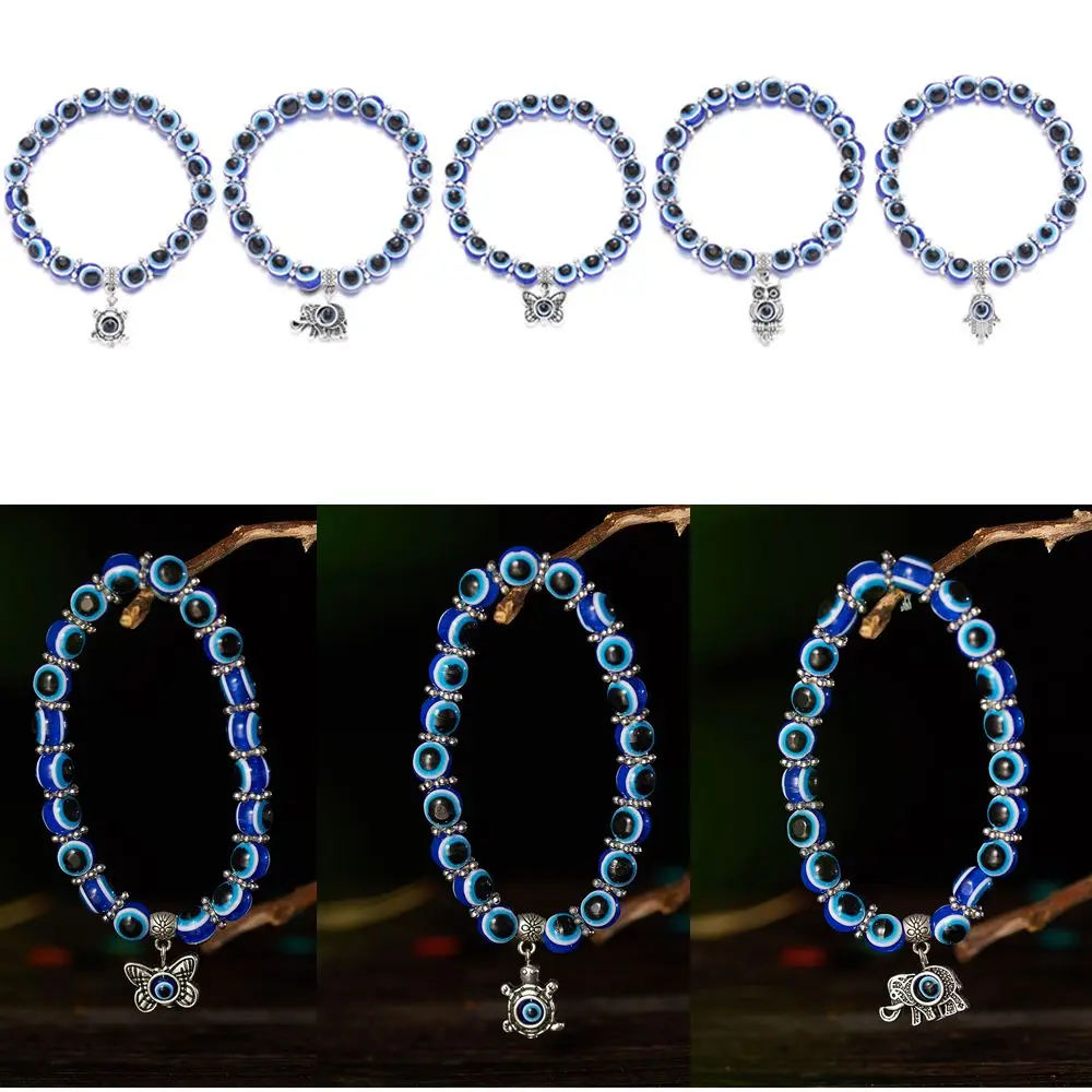 

Elastic New Charm Turkey Jewelry Blue Hand Chain Eye Evil Bracelet Resin Bracelets Cuff Bangles Beaded