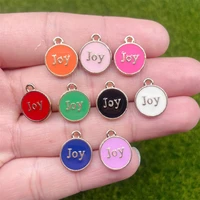 20pcs 1214mm 2022 new enamel round letter joy pendant colorful circle charm diy necklace bracelet jewelry supplies accessories