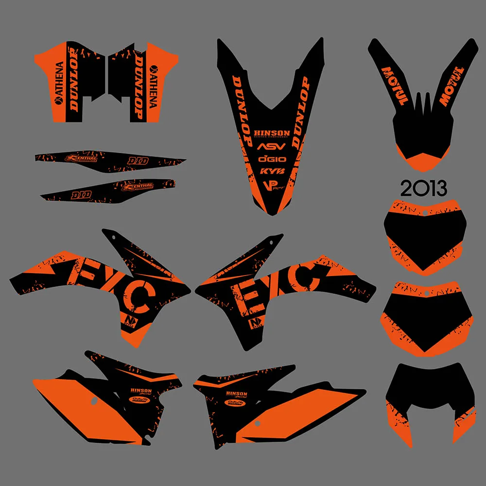 NICECNC Motorcycle 1 set Team Background Graphic Sticker Decals Kit For KTM EXC 125 200 250 300 350 450 500 2012 2013