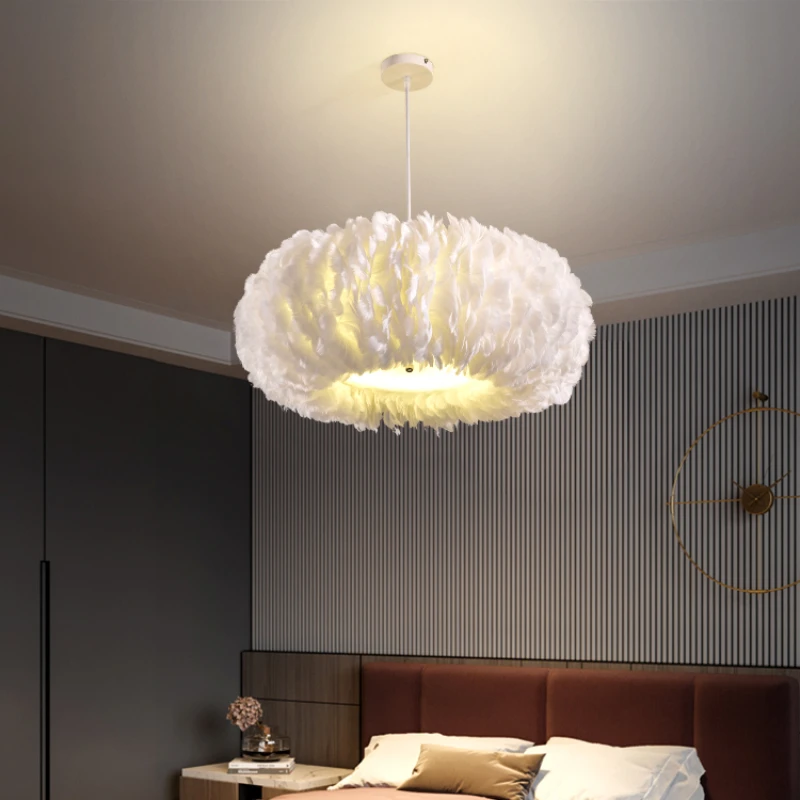 

YY Modern Simple Feather Chandelier Princess Children's Room Lamps Girls