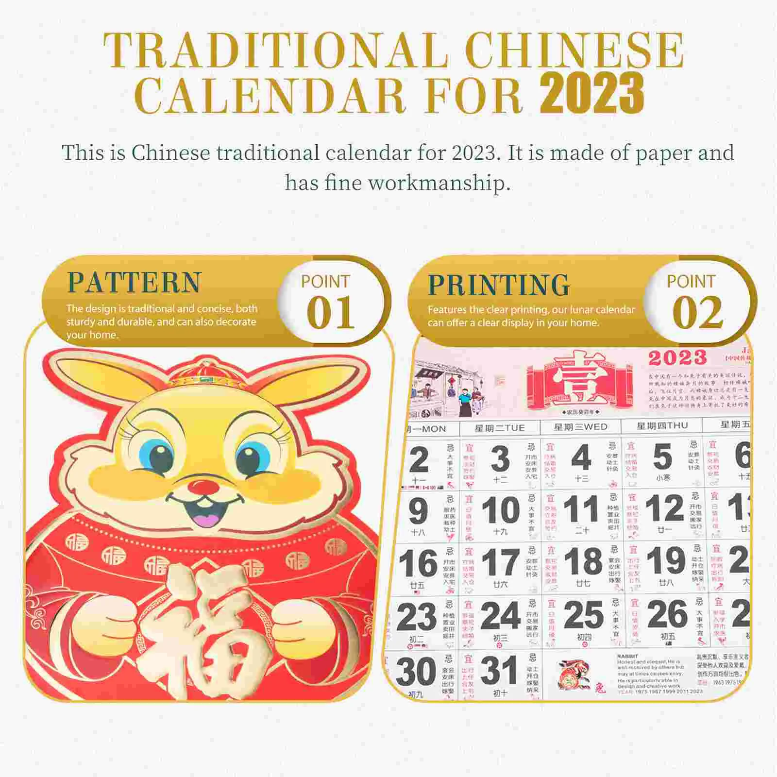 Подвесной календарь на год кролика 2023 декоративное украшение для дома белые