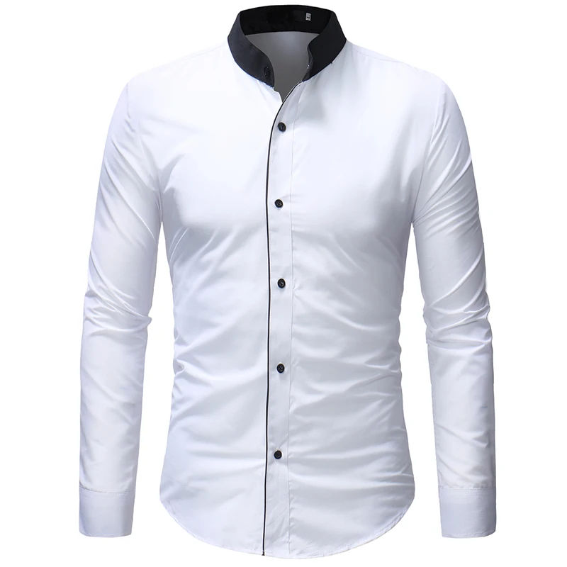 

Fashion Casual Man Button Up Shirt Mandarin Collar Slim Fit Long Sleeve Shirt for Man camisas de hombre