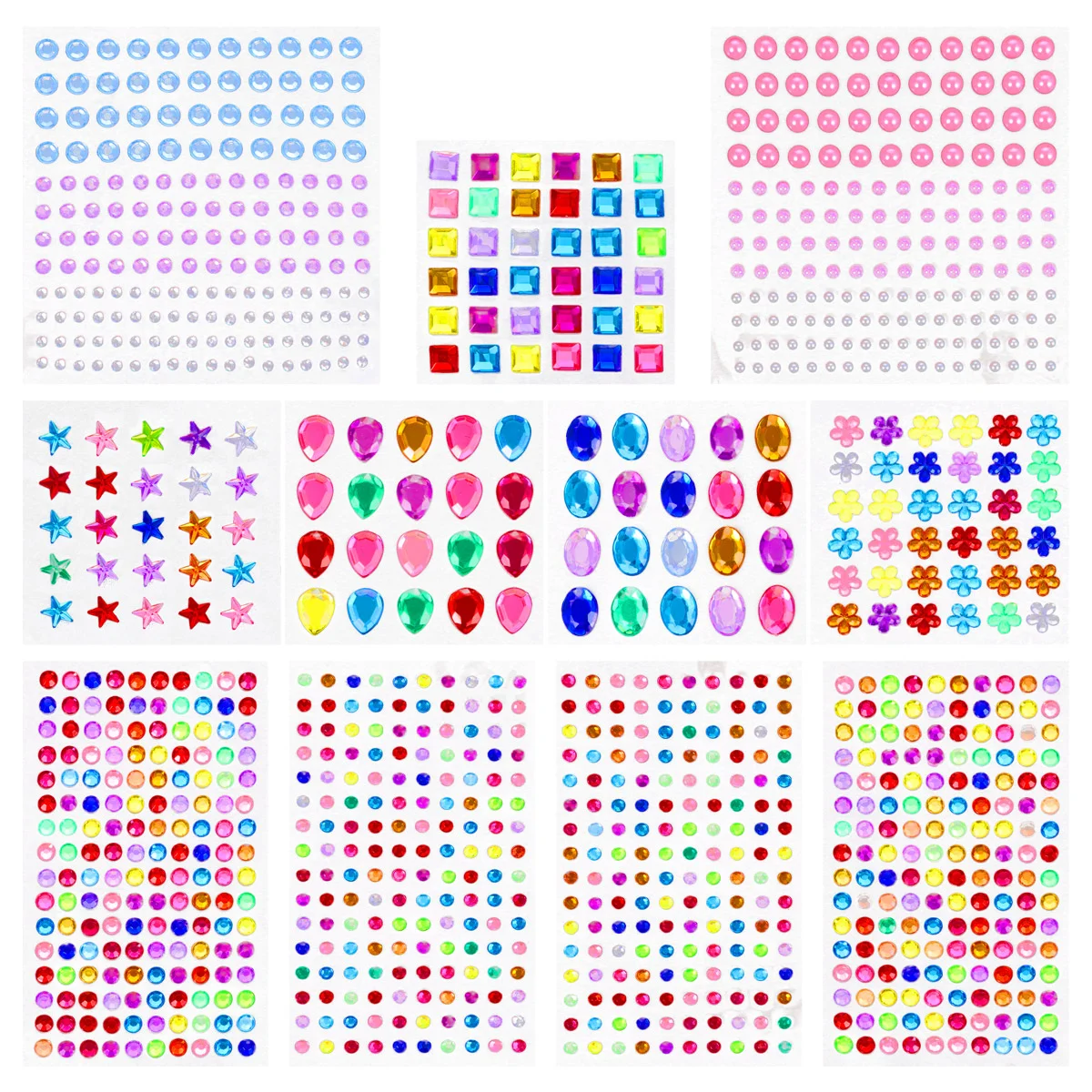 

11 Sheets Gorgeous Face Rhinestone Sticker Self Adhesive Acrylic Sticker