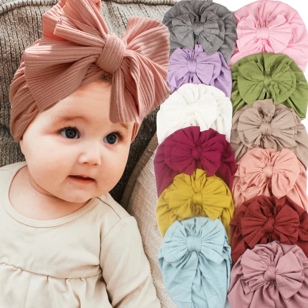 

Baby Hat Big Bowknot Baby Girl Hat Knot Head Wraps Baby Threaded Knotted Bonnet Beanie Newborn Photography Props Turban Hat
