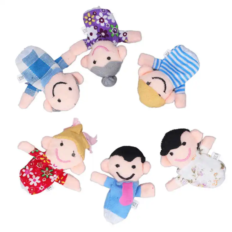 

6pcs Finger Puppet Set Cute Family Plush Doll Kids Early Educational Toy Storytelling Props For Teacher Parents Toys For Child