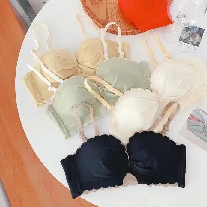 

Heart grapefruit Lingxi one generation hair high beauty Strapless gathered bra non slip invisible versatile bra upper support