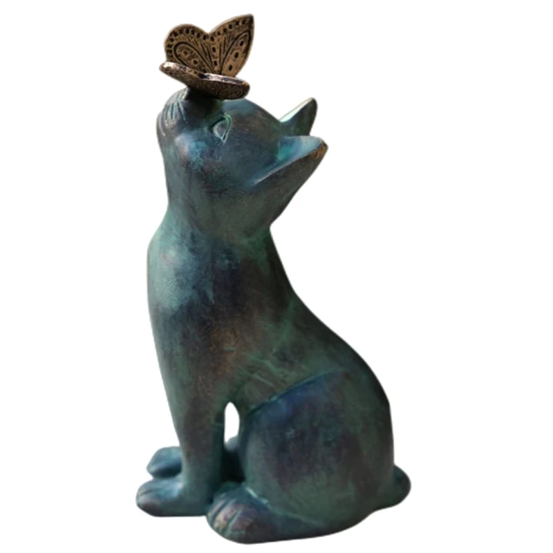 

Garden Kitten Sculpture Statue Floor Lawn Ornaments Home Decor Flowerbeds Lawns