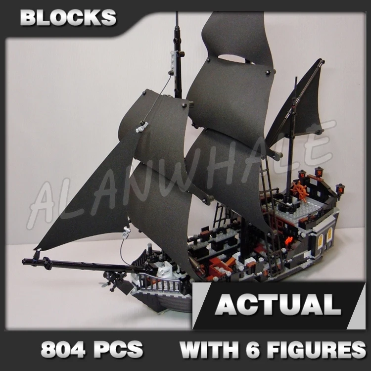 

804pcs Pirates of the Caribbean The Black Pearl Large Sails Ship Firing Cannons 16006 Building Block Toy Compatible With Model