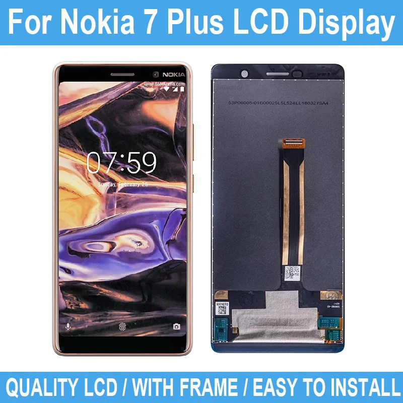 

6.0" For Nokia 7 Plus TA-1062 TA-1046 TA-1055 E7 Plus New LCD Display Touch Screen Digitizer Assembly Replacement Repair Parts