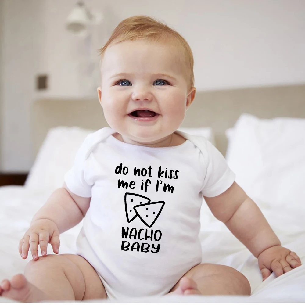 

Toddler Romper Cute Text Do Not Kiss Me If I'm Nacho Baby Summer Outdoor Breathable 100% Cotton Bodysuit Infant Jumpsuit