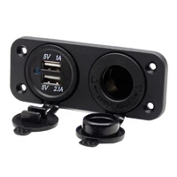 12v waterproof panel mounting dual car cigarette lighter socket 3 1a usb chargers