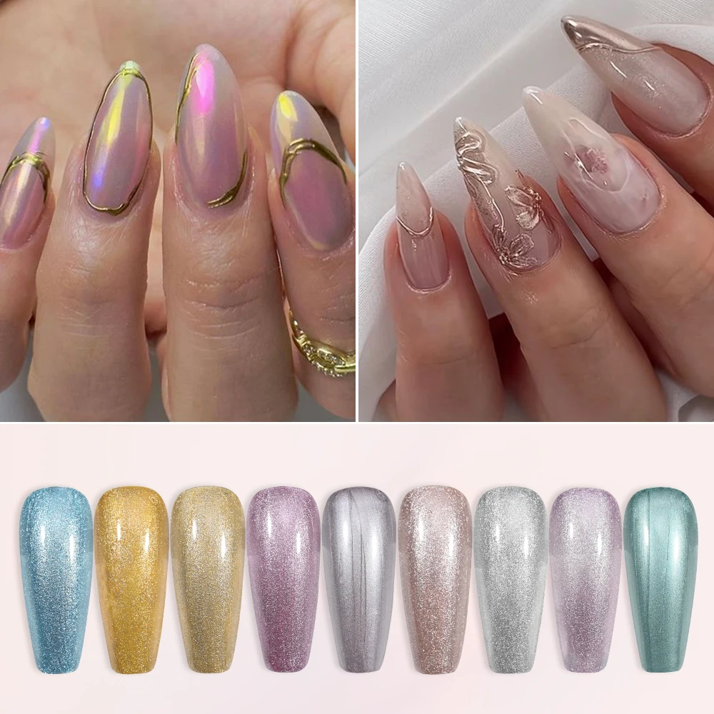 Гель-лак для ногтей с металлической живописью серебристый хром 3D металлическая