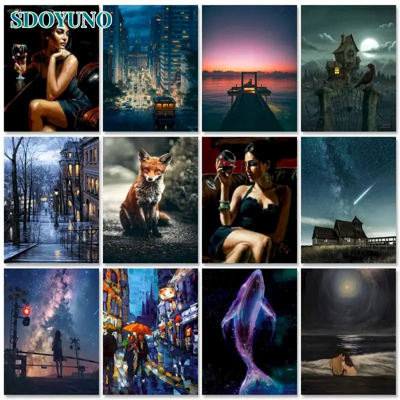

SDOYUNO 60x75cm Painting by numbers For Adults Canvas painting Scenery Number paiting Unique gift Home decor