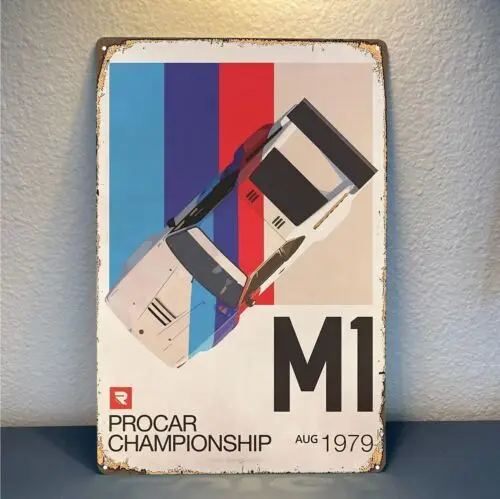 

1p, Bmw M1 Procar Championship Автомобиль Металлический Плакат Оловянная Вывеска 20x30см
