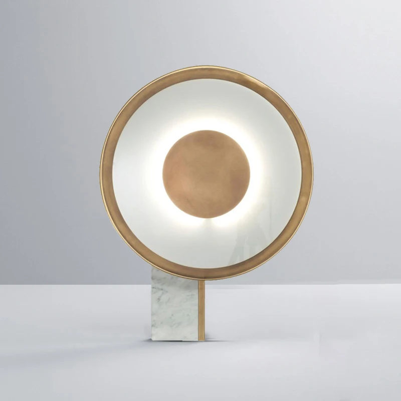 

Postmodern Luxury LED Table Light Marble White Plus Gold Creative Desk Lamp For Bedroom Bedside Study Room Decoration Table Lamp