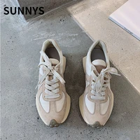 sunnys high quality spring autumn women casual shoes fashion lace up sneakers genuine leather female flat shoes old daddy shoes