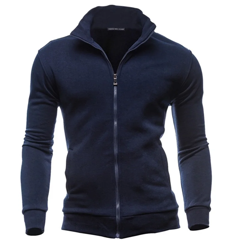 

2023 Men Coat Brand Clothing Fashion Zip Stand Collar Man Casual Slim Hoody Sweatshirt Cardigan Zipper Hood Clothing