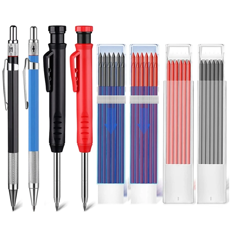 

Carpenter Pencils Set With Refills, Woodworking Scriber Tool, 4 Pcs Colorful Deep Hole Pencils Marker Marking Tool