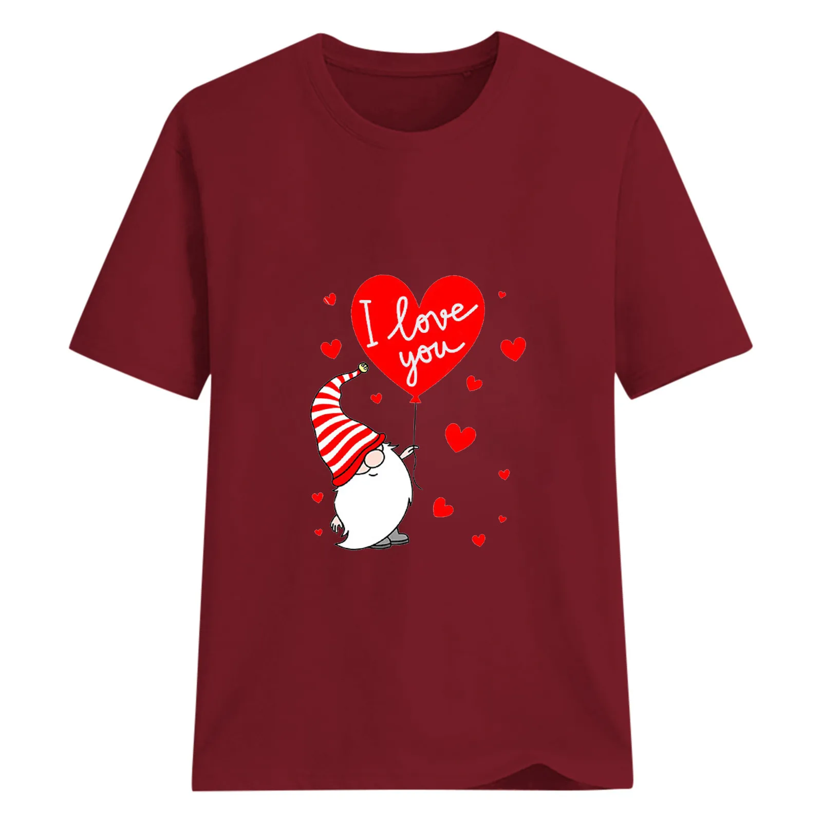 

Day Neck Short-Sleeved Top T-Shirt Valentine's Round Print Women's Women's Blouse