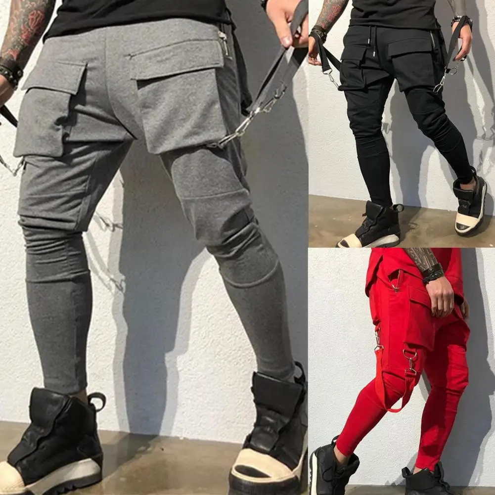 

Man Pants Elastic Waistline Sweat Absorbing Men Fitness Casual Hip Hop Cargo Pants Breathable Hip Hop Pants Daily Clothing