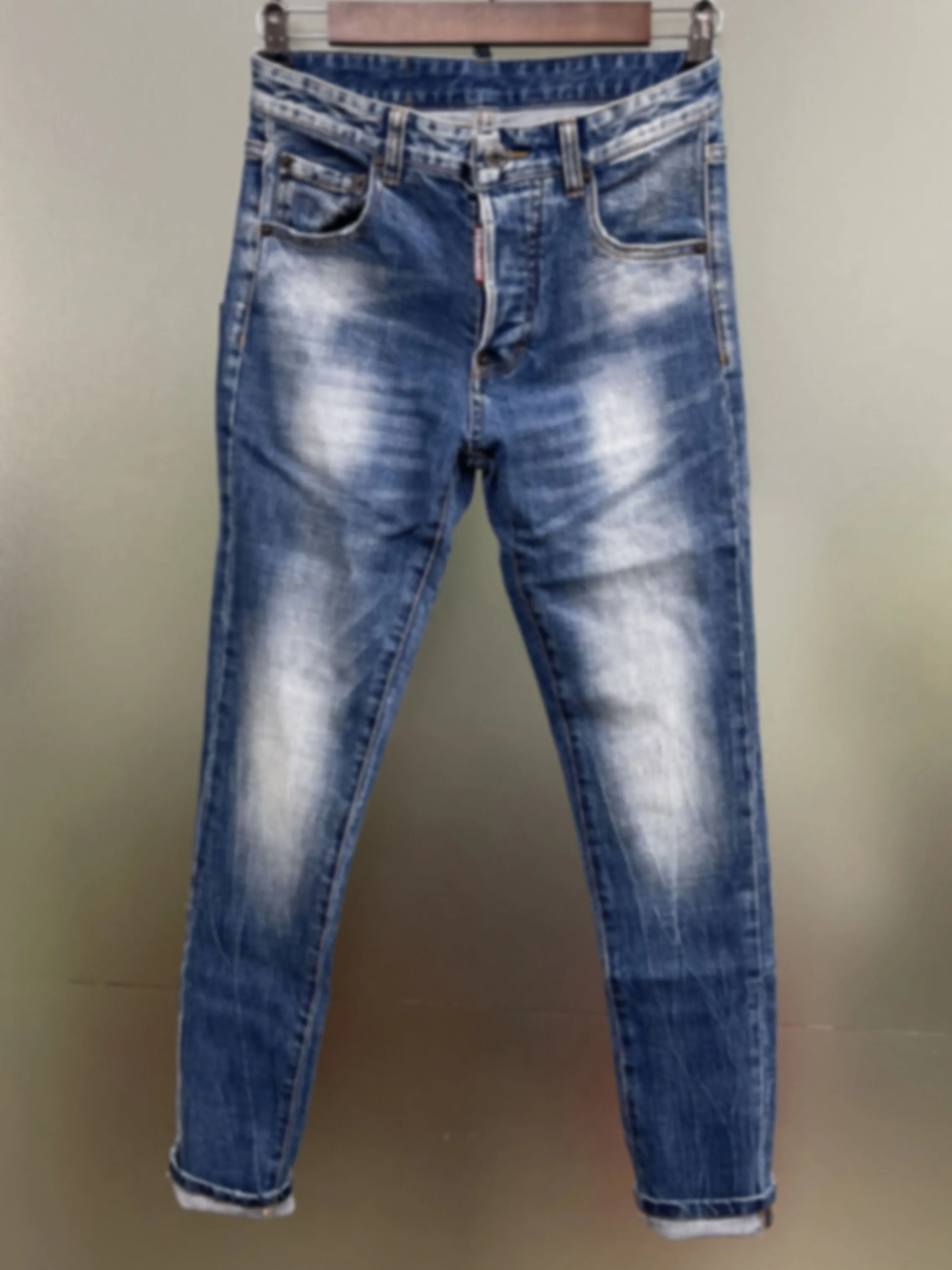 2024 новые модные мужские джинсы D2 пирсинг брызги чернил краска для похудения ног