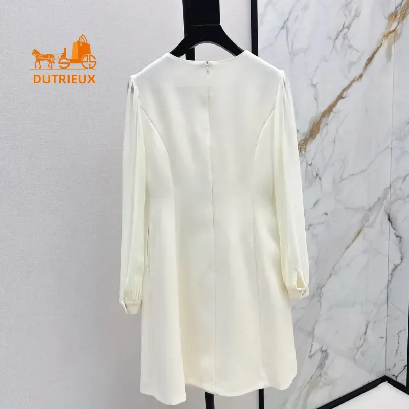 Новое модное французское элегантное женское черное платье летнее шелковое белое