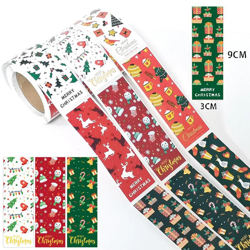 

100Pcs Merry Christmas Stickers 3 Style Animals Snowman Trees Decor Stickers for Small Business Wrapping Gift Box Christmas Tags