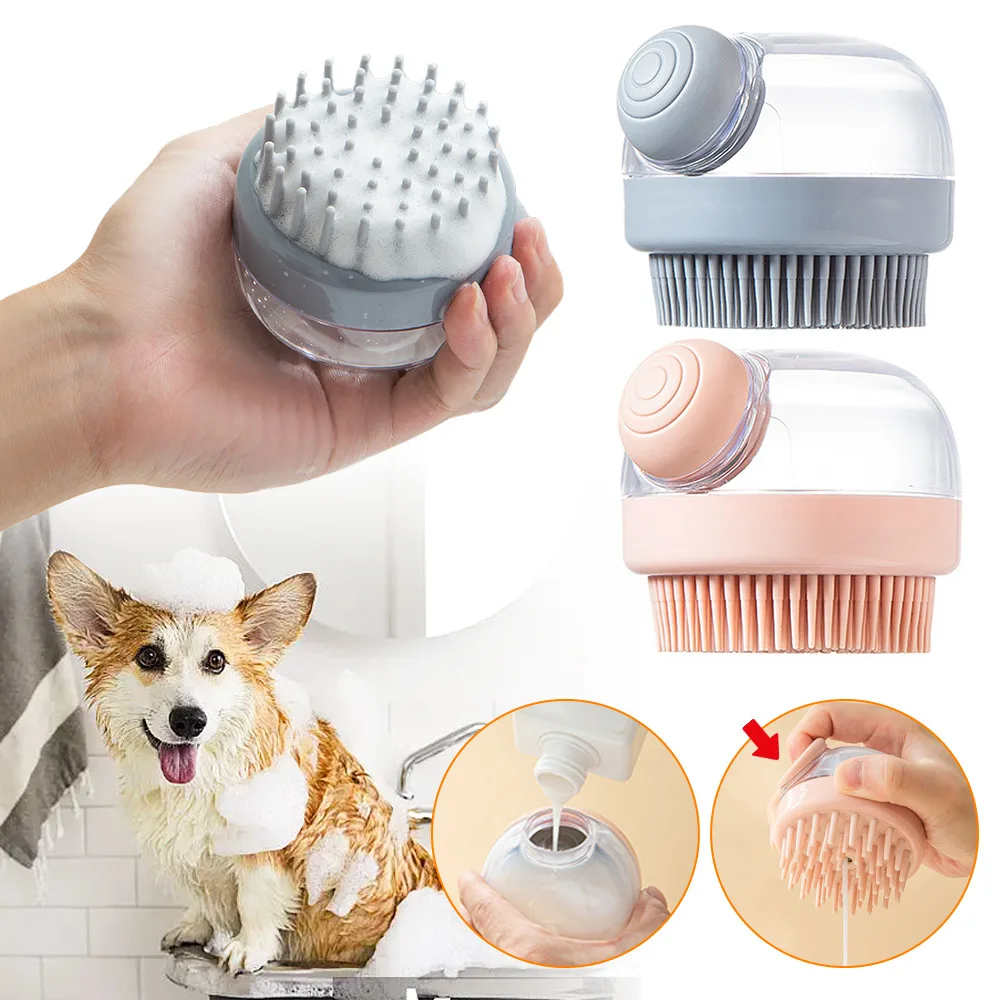 

Pet Pet Grooming Washing Brush Shower Soft Dispenser Bathroom Brush Massager Shampoo Massage Bath Puppy Dog Silicone Brushes