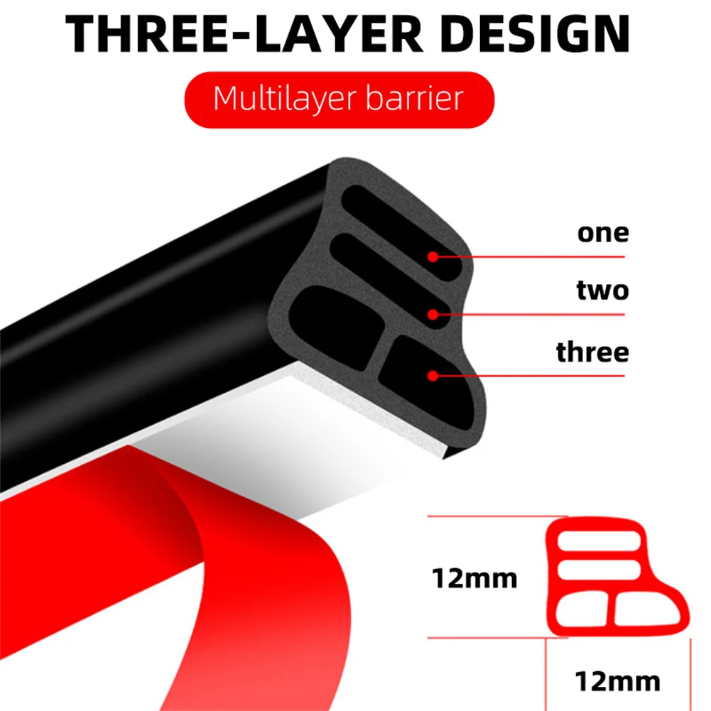 

5/2M Double Layer Car Rubber Seal Strip Edge-Protector Door Weatherstrip Sealing-Trim Car Soundproof Sealing Tape Door Trim