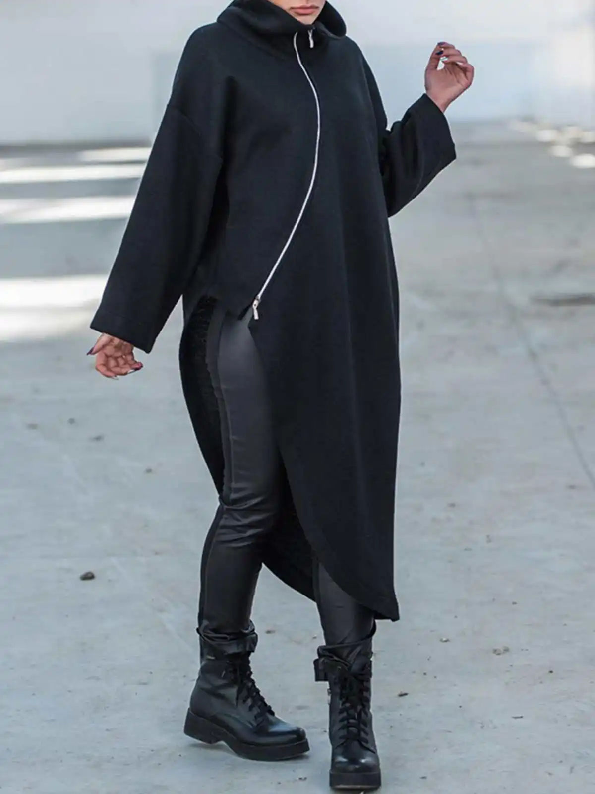 

Модные зимние женские Асимметричные пальто VONDA 2022, теплые Асимметричные однотонные куртки на молнии с длинным рукавом и высоким воротником,...