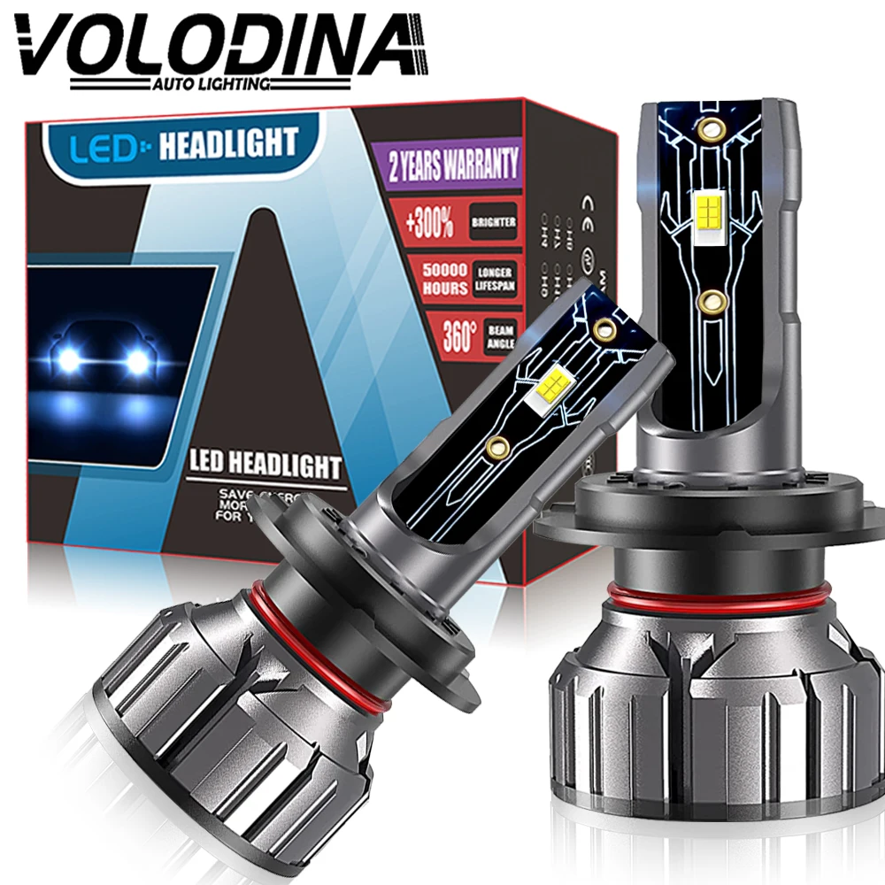 

VOLODINA H7 LED Headlight Bulb 60W15000LM Per Set LED High Beam Conversion Kit 350% 6000K Super Bright LED Bulb Halogen Replacem