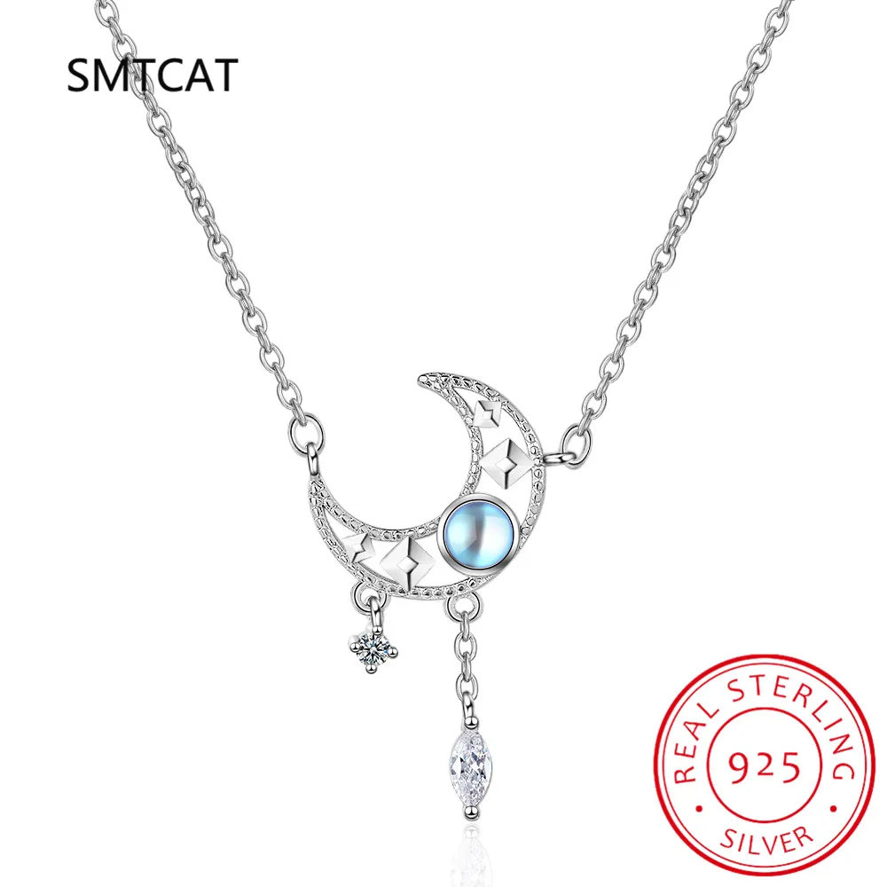 Женское ожерелье из серебра 925 пробы с подвеской в виде Романтических Звезд и