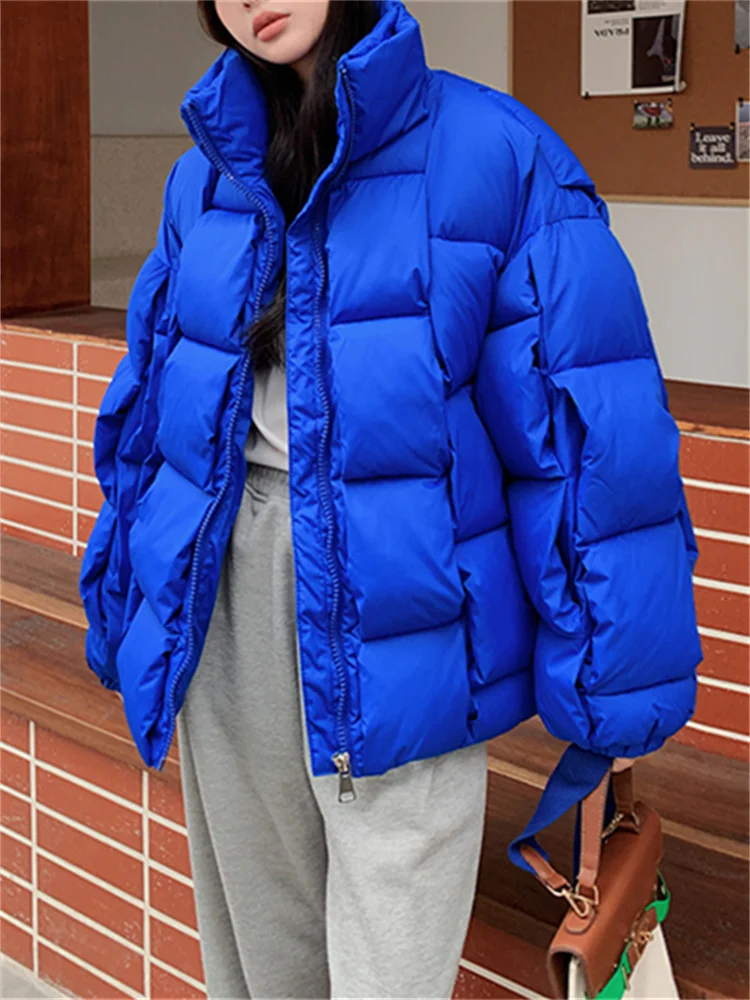 

Sunny Winter Parkas for Women Autumn 2022 New Korean Fashion Oversized Coats Plaid Puffer Jacket Thicken Warm BF Outerwear
