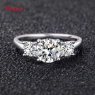 Женское Обручальное и свадебное кольцо Smyoue с муассанитом 6,5 карат 925 мм, кольцо с двойным ореолом, посеребренное 18K кольцо с бриллиантами для лаборатории