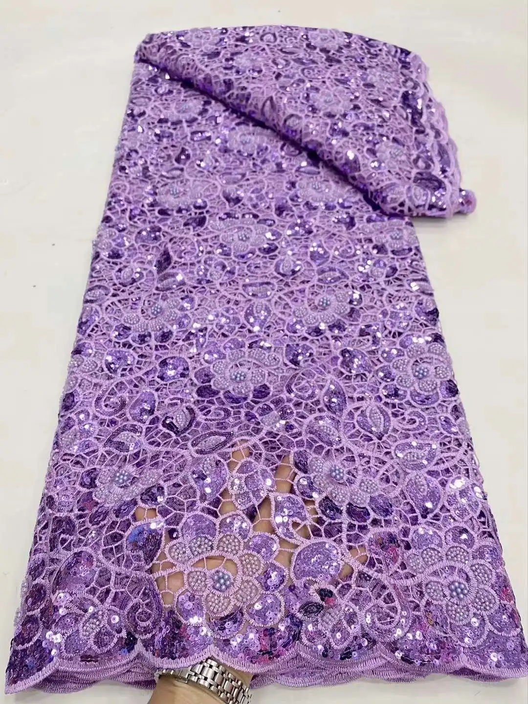 Новейшая нигерийская кружевная ткань из гипюра 2024 Высококачественная