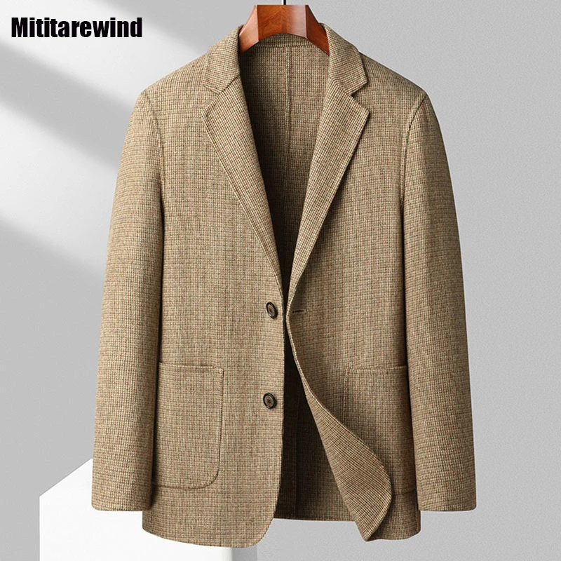 

Новинка Осень-зима 50% шерстяные пальто для мужчин Деловая повседневная мужская куртка твидовый костюм ручной работы двустороннее шерстяное пальто модное