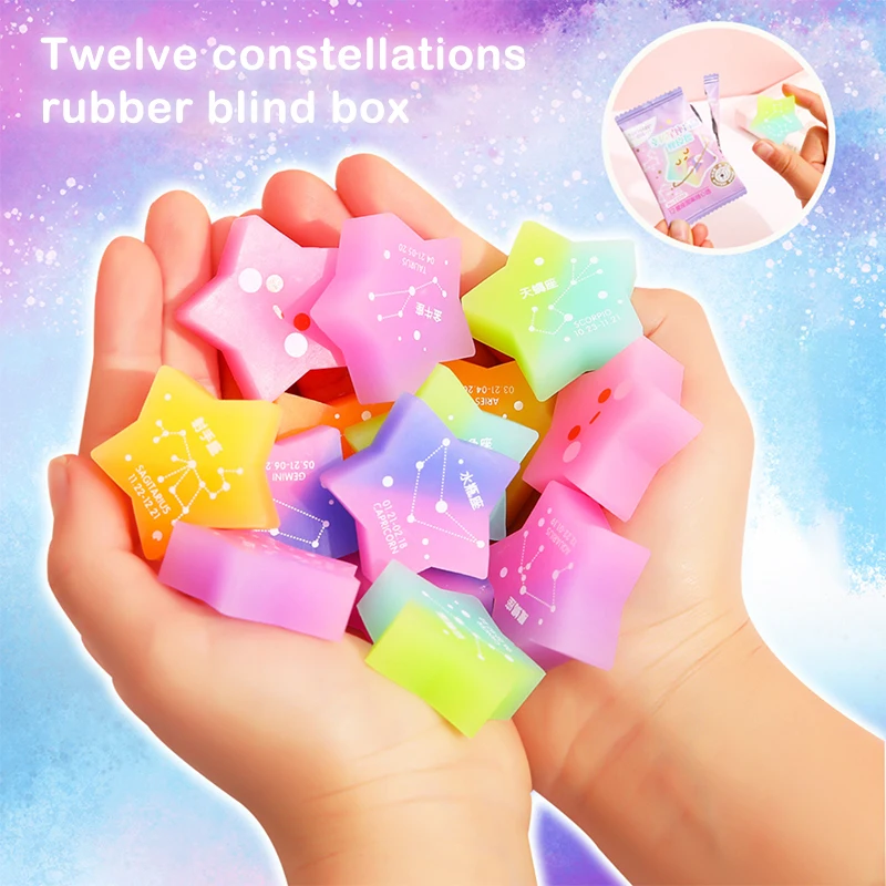 

Random Super Cute Pentagram Shape Rubber Constellation Eraser Creativity 12 Constellation Eraser Lovely Student Stationery