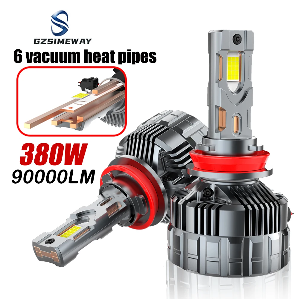 2 шт. 380 Вт 90000LM H1 H4 светодиодные фары H8 H11 9005 HB3 HB4 Hir2 лампы Canbus автомобильный