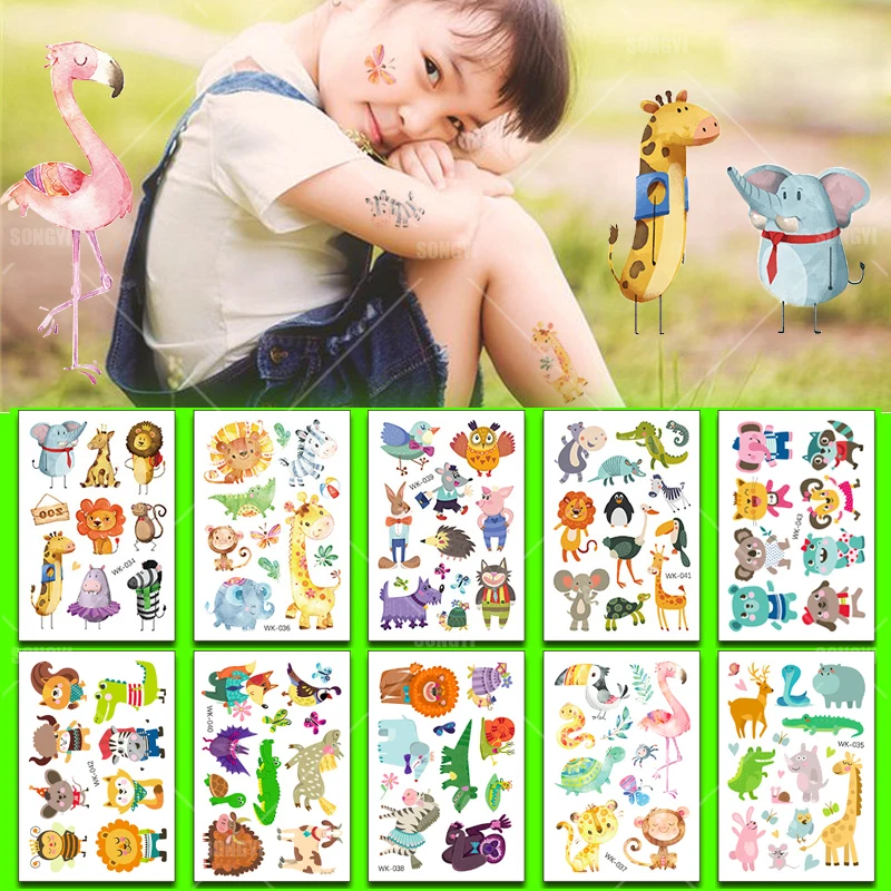 10 упаковок временные тату-наклейки Слон лев |